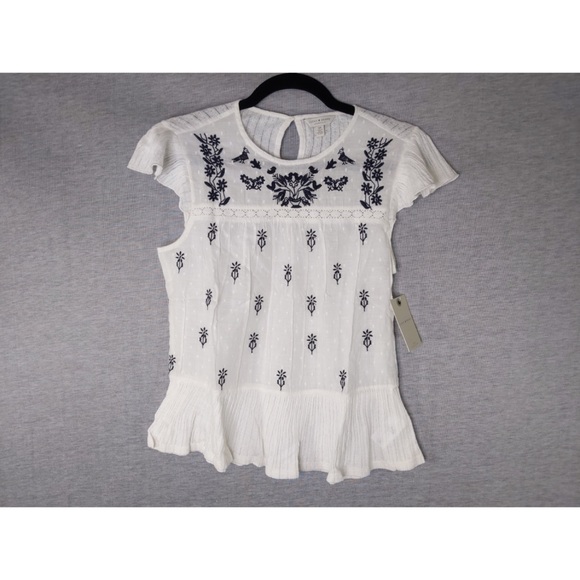 Lucky Brand Tops - Lucky Brand Embroidered Ruffle Sleeve Top